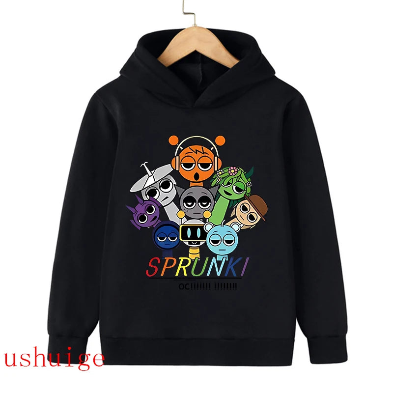 Sprunki Hoodie Fashion Kids Incredibox Hoodies Warm Sweatshirts Children's Winter Soft Clothing Cartoon Hoodie