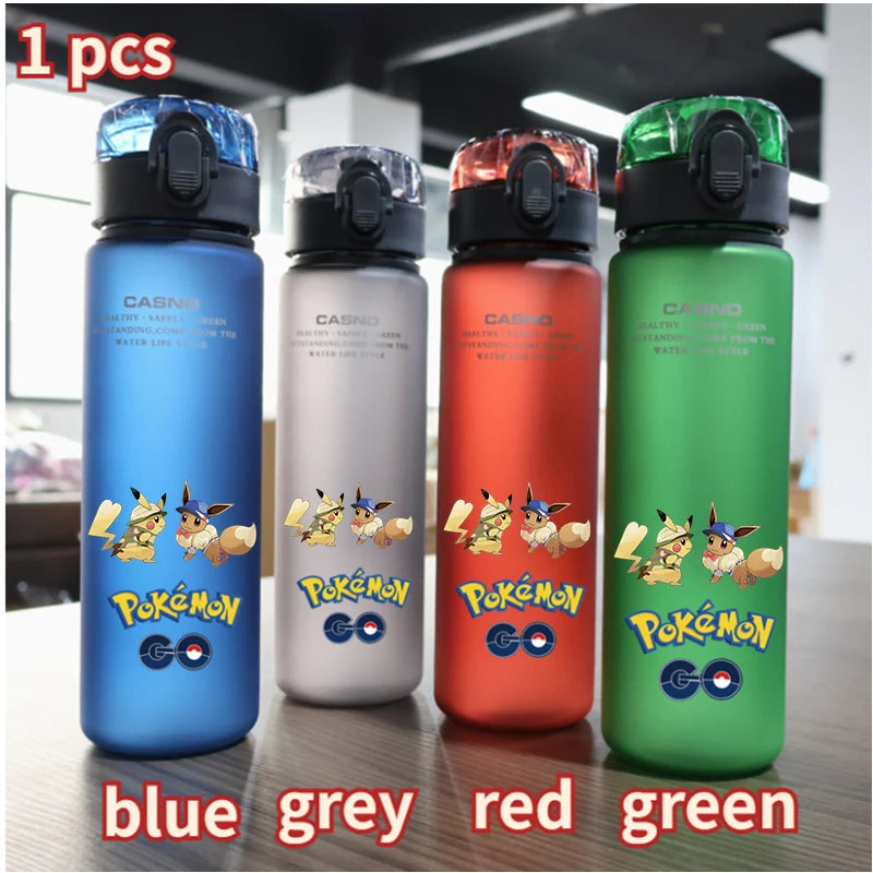 560ml Pokemon Pikachu Charizard Mew Water Bottle Portable Outdoor Sport Large Capacity Blue Gray Red Green Plastic Drinking Cup