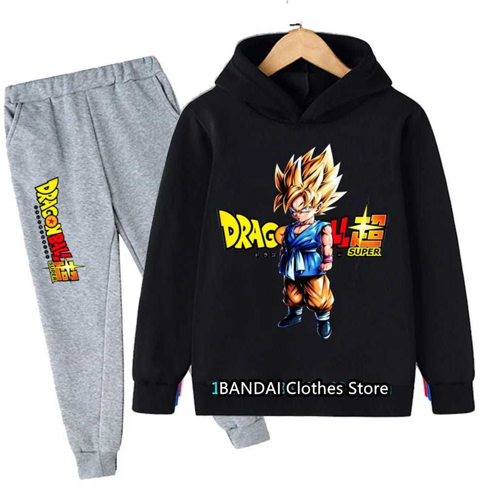 New Boys Girls Clothes Dragonball Hoodie Set Kids 2pcs Spring Autumn Toddler Girls Cartoon Hooded +pants Tracksuit Goku Clothing