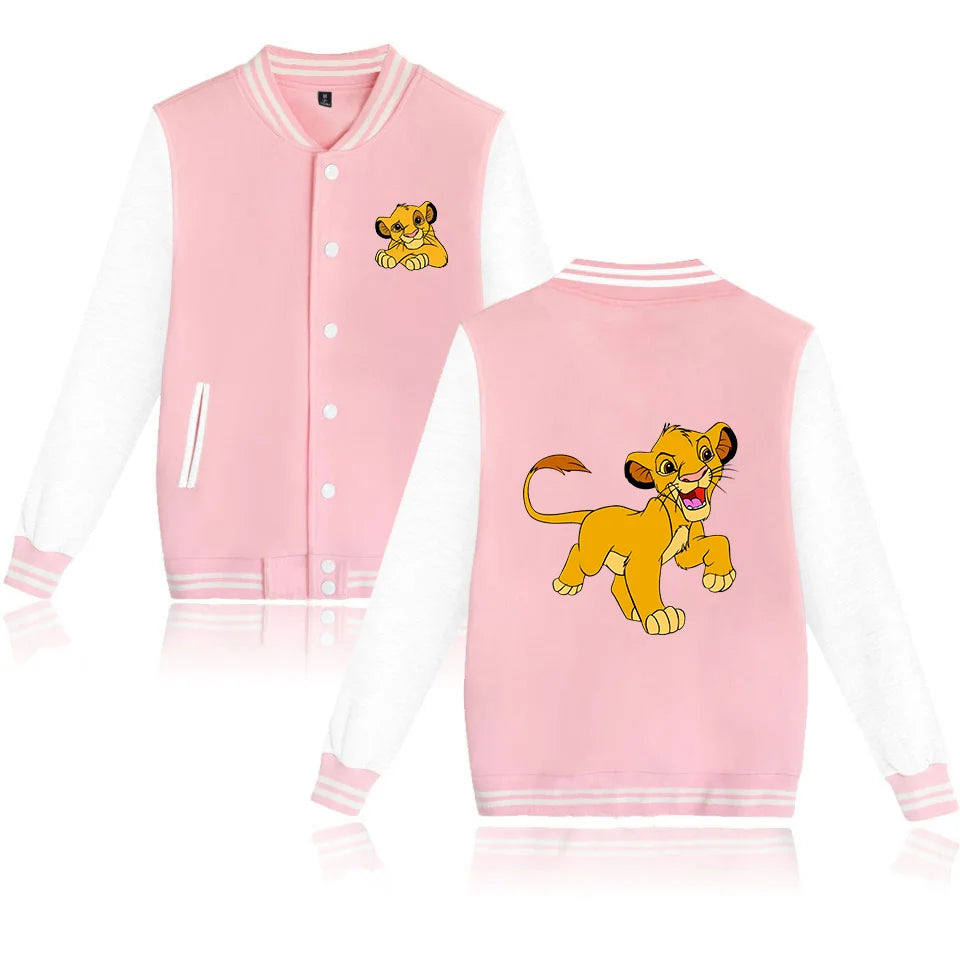 Disney The Lion King Simba Varsity Baseball Bomber Jacket Men Women Hip Hop Harajuku Jackets Kids Boys Girls Single Coats