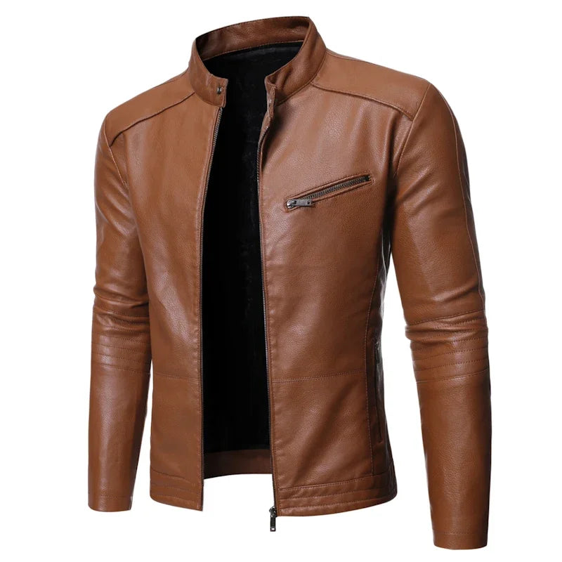 Men Spring Autumn Coat PU Casual Leather Jacket Motorcycle Biker Slim Fit Outwear Male Black Blue Clothing Plus Size S-3XL 2024