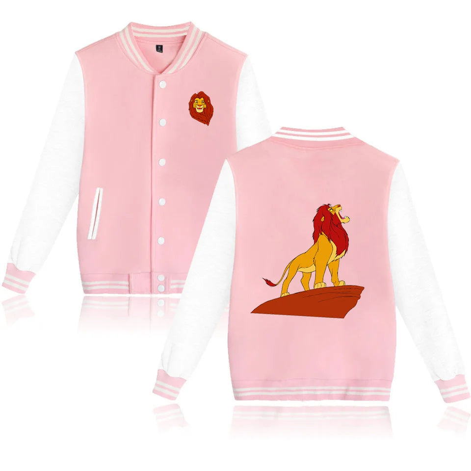 Disney The Lion King Simba Varsity Baseball Bomber Jacket Men Women Hip Hop Harajuku Jackets Kids Boys Girls Single Coats