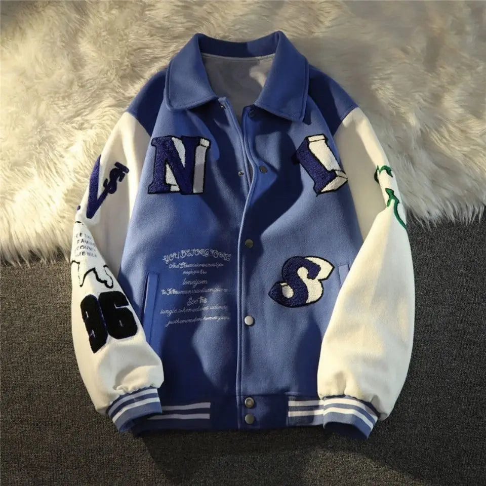 American Fashion Joker Letter Embroidered Jacket and Coat Men Street Y2K New Hip Hop Loose Baseball Uniform Unisex Casual Jacket