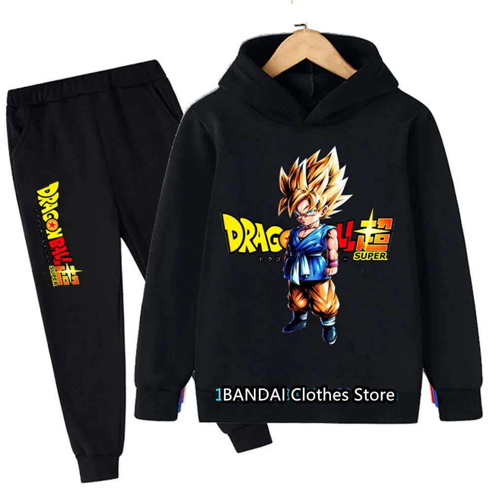 New Boys Girls Clothes Dragonball Hoodie Set Kids 2pcs Spring Autumn Toddler Girls Cartoon Hooded +pants Tracksuit Goku Clothing