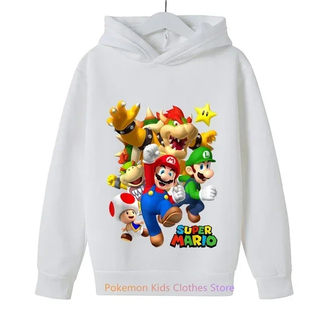 Fashion Children Game Super Mario Sweatshirt Baby Boys Girls Cartoon Pullovers Kids Autumn Clothes Mario bros Hoodies