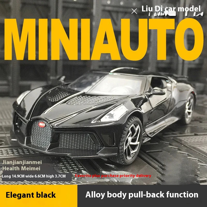 1:32 Bugatti La Voiture Noire Sports Car Alloy Diecast Simulation Metal Model Sound & Light Pull Back Toy Collection Kids Toys