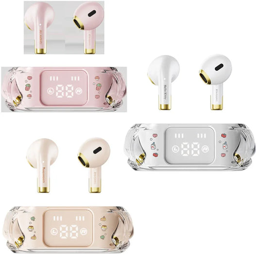 Sanrio Hello Kitty My Melody Bluetooth Headphone Transparent Cute Sport In-Ear Reduction Super Long Battery Life Birthday Gift