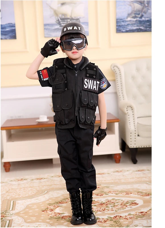 Children Hunting Military Tactical Army Vest Kids Airsoft Gear Combat Armor Uniform Boy Girl Swat Police Outdoor Costume