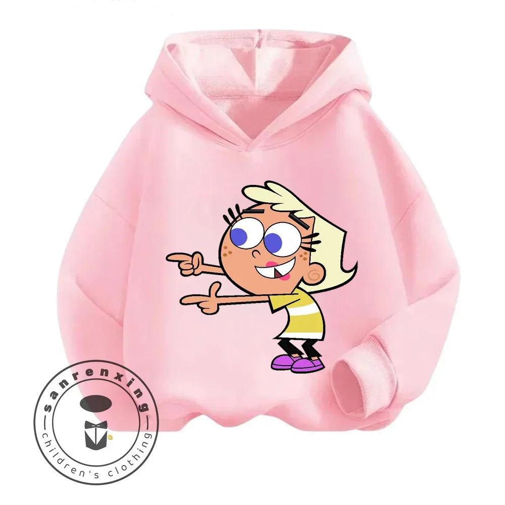 Cartoon The Fairly OddParents Baby Girl Boy Long Sleeve Pullover Sports Boy Girl Autumn Winter Children's Sweatshirt 1-16Y