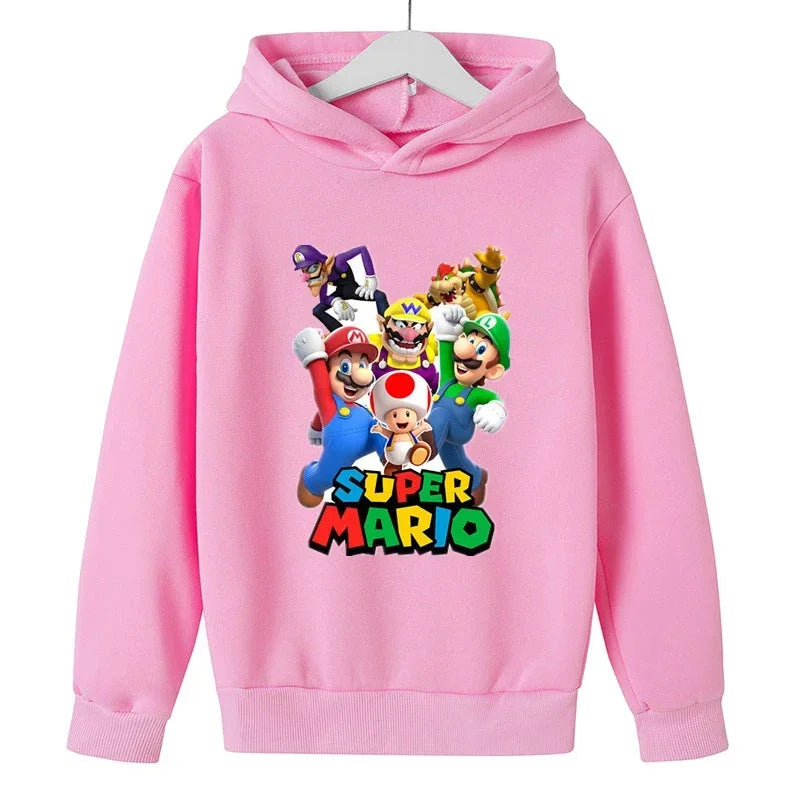 Girls Game Mario bros Hoodies Kids Baby Child Cartoon Tops Spring Children Long Sleeve Print Sweatshirt Autumn Boys Pullovers