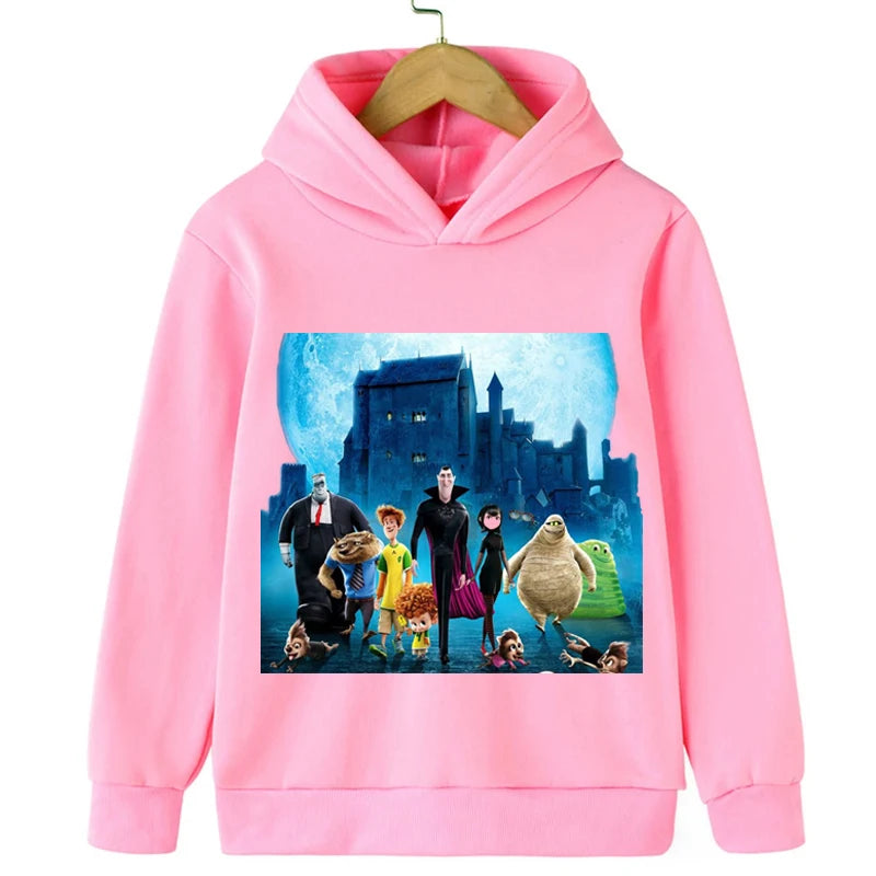 Hotel Transylvania Cartoon 2-14 Years Old Kids Boys Hoodies Sweatshirts For Autumn Coats Teenager Boy Clothes Kid Girls Tops