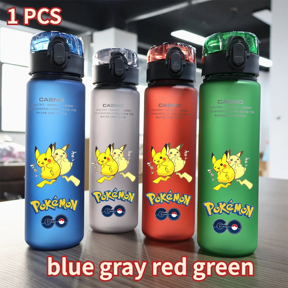 560ml Pokemon Pikachu Charizard Mew Water Bottle Portable Outdoor Sport Large Capacity Blue Gray Red Green Plastic Drinking Cup