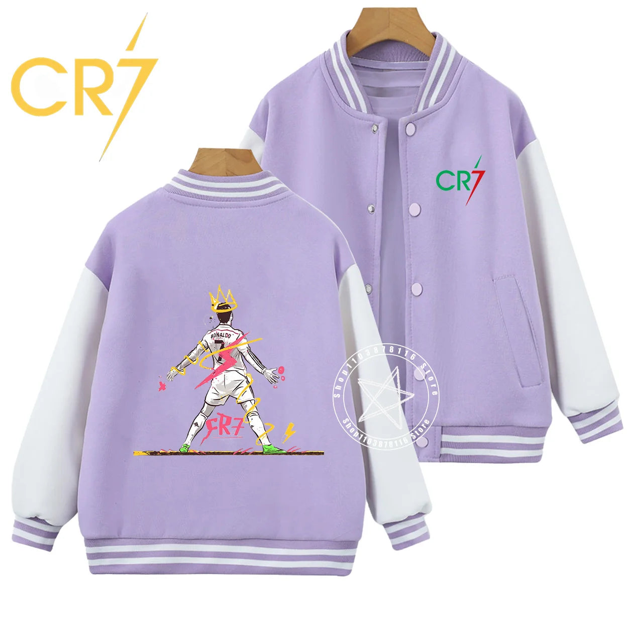 Autumn winter children handsome C Ronaldo personality print comfortable boys girls casual fashion kid thick baseball uniform