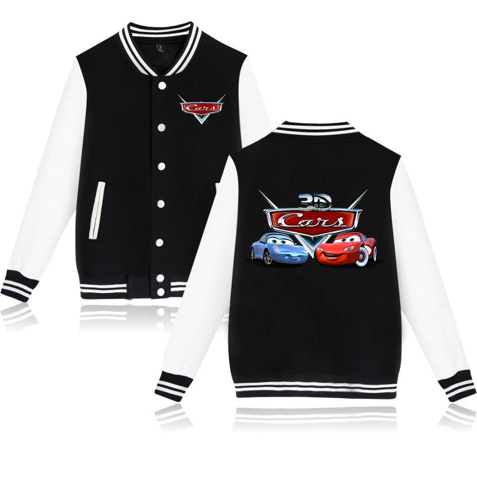 Pixar Cars Lightning McQueen Baseball Jacket Men Women Hip Hop Harajuku Jackets Streetwear Kids Boys Girls College Coats