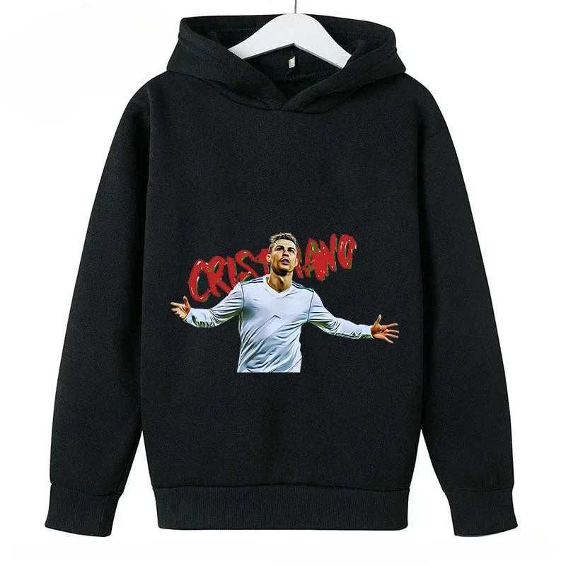 2024 New Children's Casual Hoodie Sports Sweatshirt for Boys and Girls Ronaldo Printed Blue 2-14 Years Spring Autumn Fashion Top