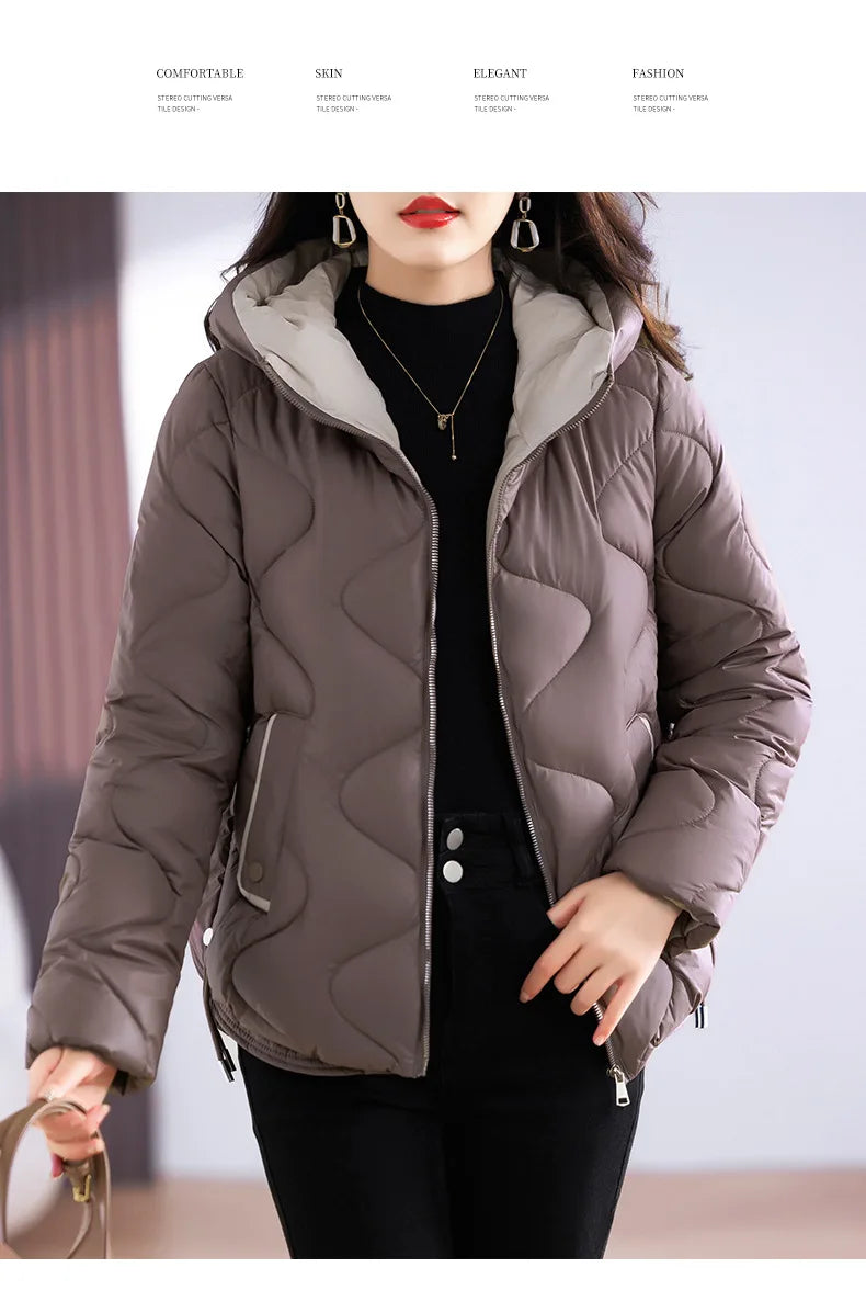 Winter Jacket Women 2023 New Outerwear Korean Clothes Women Coat Hooded Cotton Parkas Harajuku Ladies Quilted Coat Streetwear