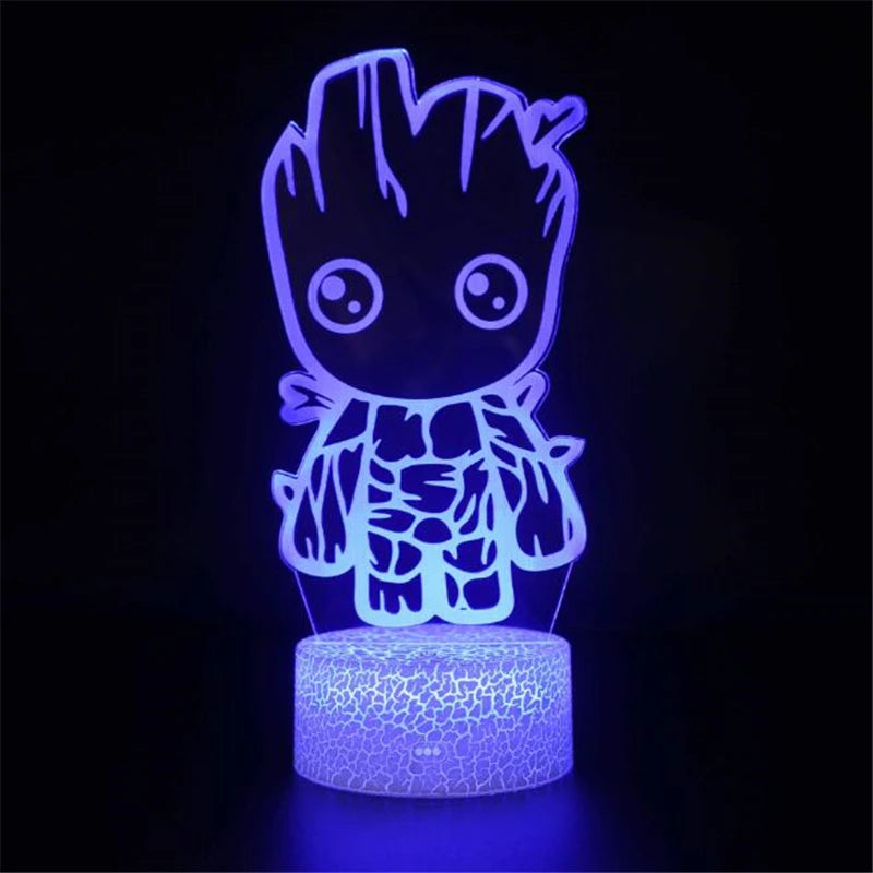 Anime The Avengers Infinity War 3D LED Nightlights Spiderman Ironman Hulk Thor Lamp Colorful Changing Night Lights Table Lampara