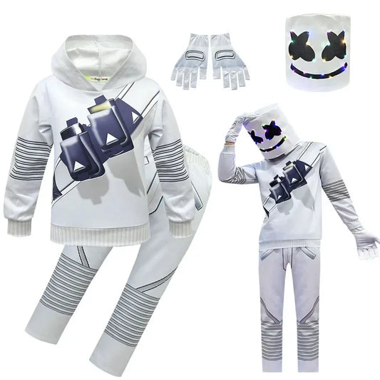 DJ Marshmello Kostumer Jumpsuits Børn Klovne Cosplay Tøj Halloween Julekostume Festspil Cosplay Fortnites Kostumer