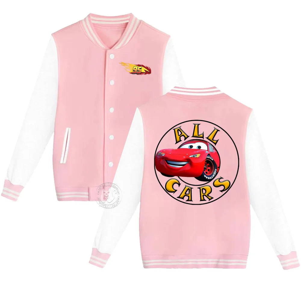 Kids 2-14 years old Fall/Winter Baseball uniform Flash McQueen 95 Racing Print Teen Girls Boys Outdoor padded warm coat