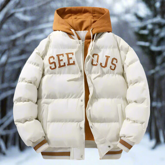 Winter New Men's Hooded Cotton Coat Jacket Warm Cotton-padded Casual Trendy Two-piece Illusion Padded Jacket Top For Youth