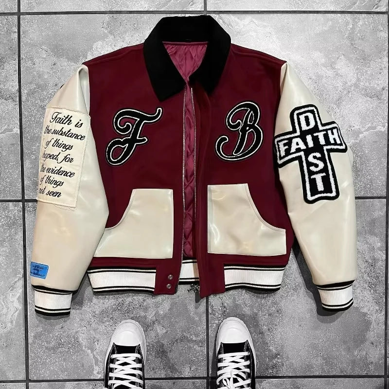 American New Fashion Letters Flocking Embroidery Baggy Baseball Uniform Women Y2K Harajuku Vintage Hip Hop Casual Couple Jacket