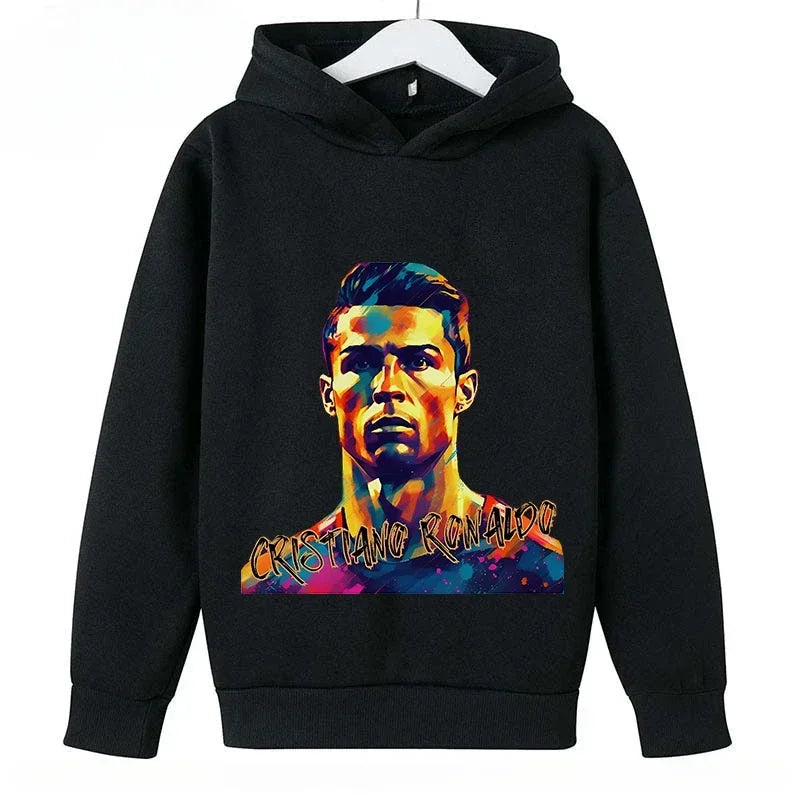 2024 New Children's Casual Hoodie Sports Sweatshirt for Boys and Girls Ronaldo Printed Blue 2-14 Years Spring Autumn Fashion Top