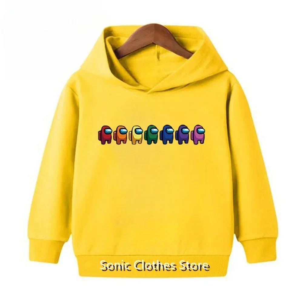 Super Marios Bros Kids Hoodies 3D Anime Hooded Sweatshirt for Children 100-160CM Spring Winter Boys Girls Cartoon Print Hoodie