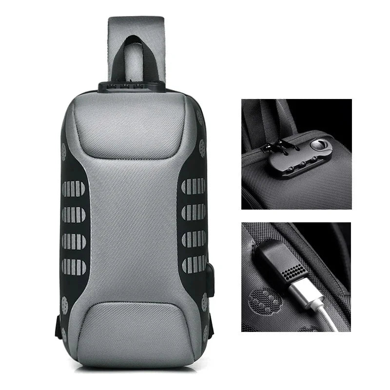 2024 New Fashion Men Chest Anti-theft side for men Shoulder Waterproof sling bag USB charging Crossbody Bag