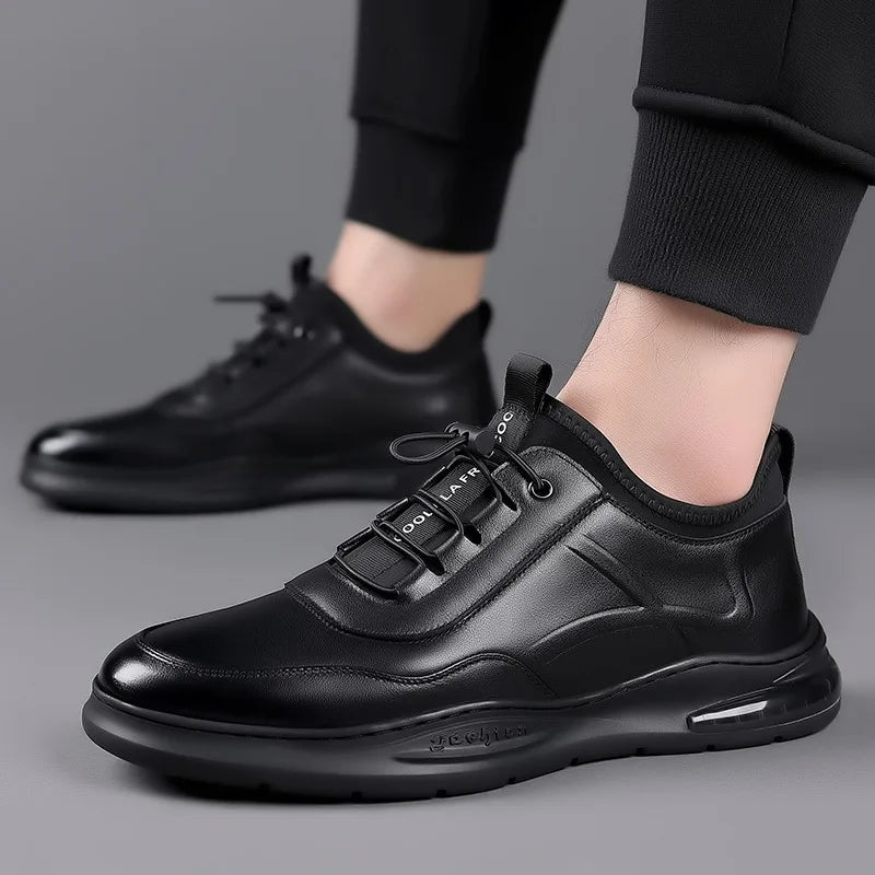 Ægte læder Herre Business Casual Sko Åndbar Komfortabel No Slip Alsidige Sko Loafers Mænd Sneakers Chaussures Homme