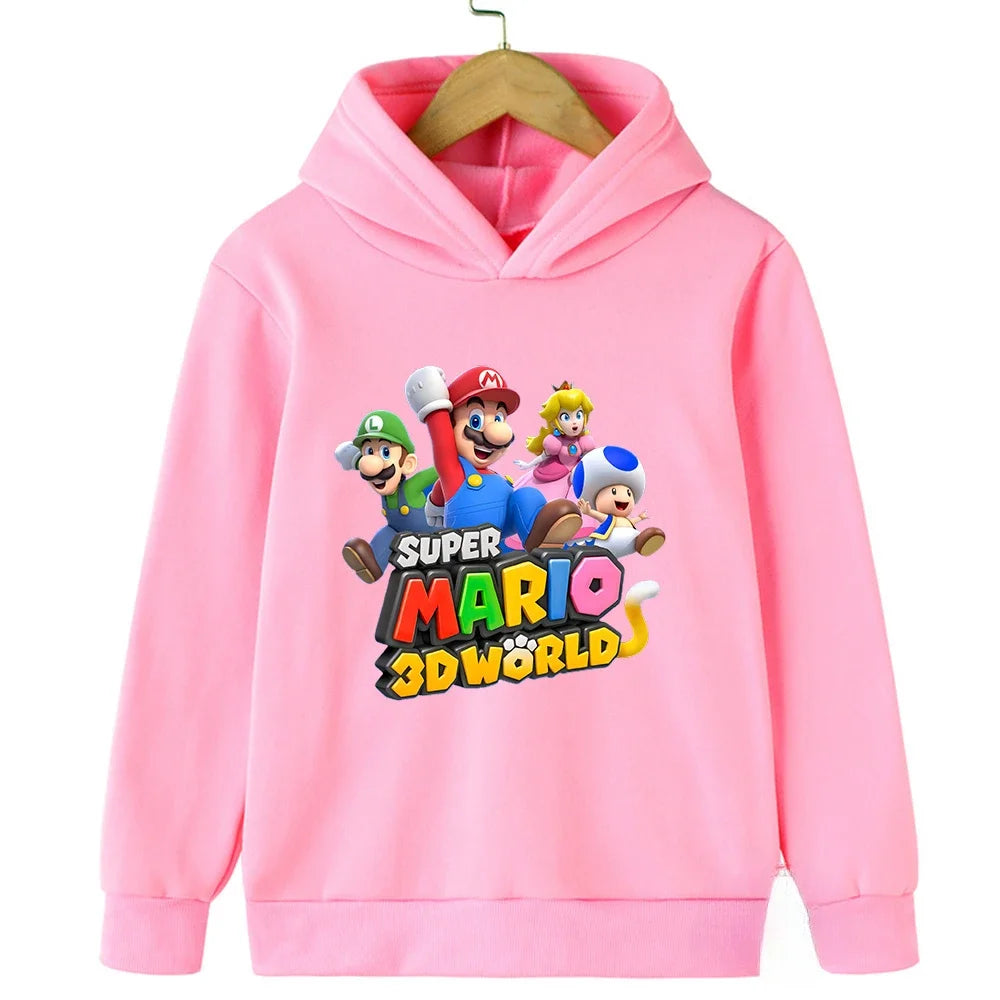 Autumn Cartoon Print Sports Children Hoodies Street Casual Fashion Sweatshirt 3-14 Years Kids Boy Girl Clothing Outdoor Pullover