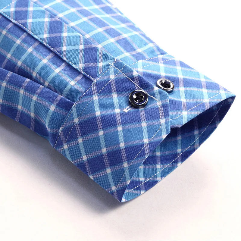 100% Cotton High Quality Plaids Four Seasons Business  Slim Fit Man Shirts