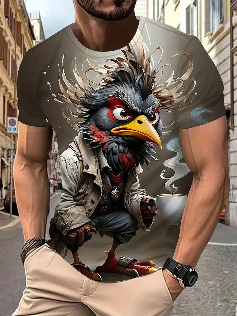 Funny Men's T Shirt Cartoon Duck Print Summer Casual Short Sleeve Pullover Fashion T-shirts Outdoor Male Overszied Clothing