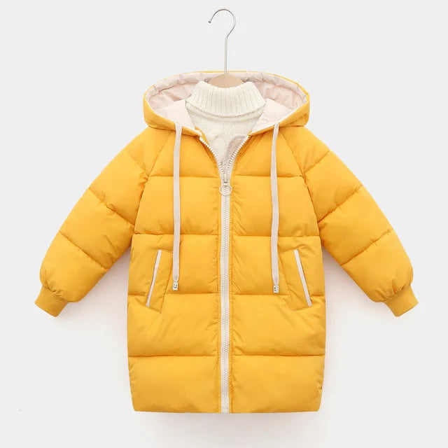 Kids Thicken Warm Down Coat Boys Winter Real Fur Hooded Long Parkas Girls Cotton Down Jackets Outerwears Teen Children Clothing