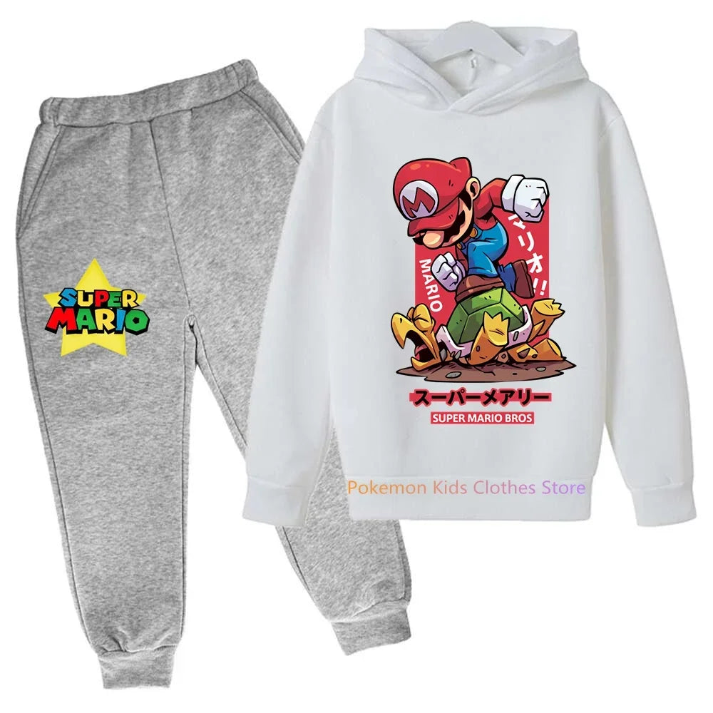 Super Mario bros boys Clothing Girls Set Kids Hoodies Tops Sweater Clothes+ trousers Pants 2pcs Set Gifts Toddler Outfit 2-14T