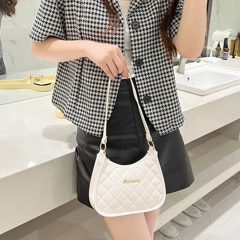 Women Soft Faux Ladies Crossbody Bag Underarm Bag Retro Handbag Fashion Design Girls Small Shoulder Bags