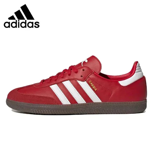 Adidas-Original Samba Team Low Skateboard Chaussures pour Hommes et Femmes, Unisexe, Rouge, Blanc