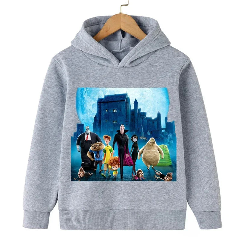 Hotel Transylvania New Cartoon 2-14 Years Old Kids Boys Hoodies Sweatshirts for Autumn Coats Teenager Boy Clothes Kid Girls Tops