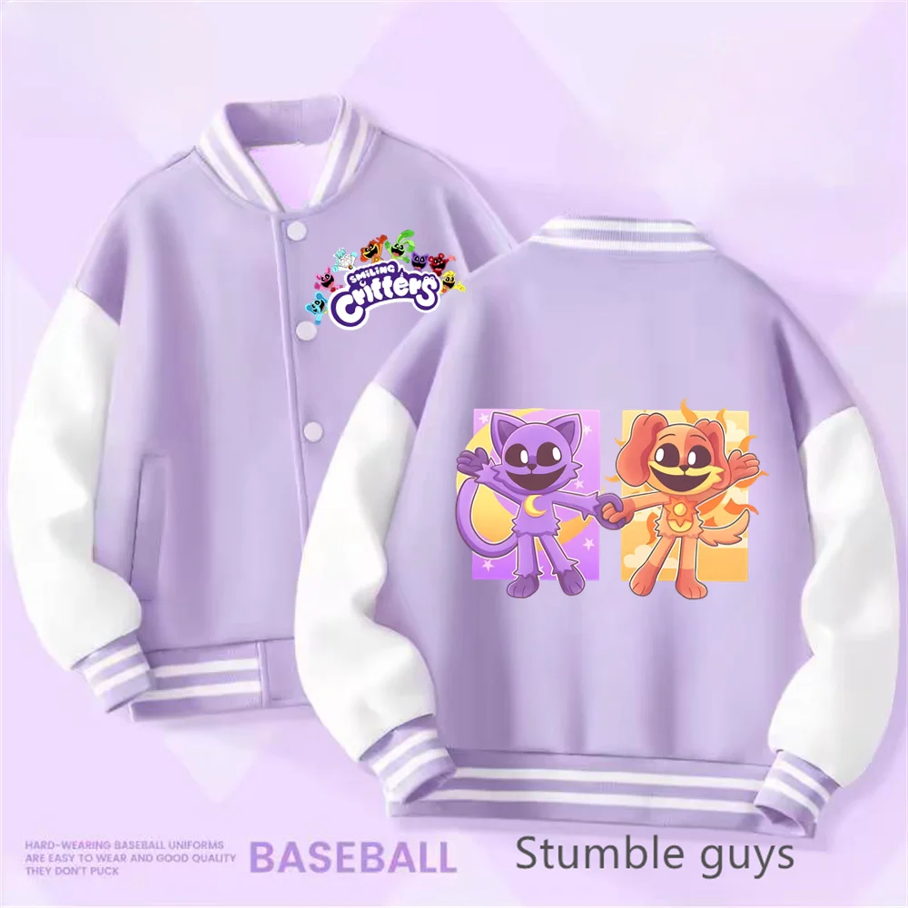 Smiling Critters Baseball Uniform Kawaii Kids Anime Cartoon Coat Sweet and Cute Jacket Girls Spring Autumn Children's Clothing