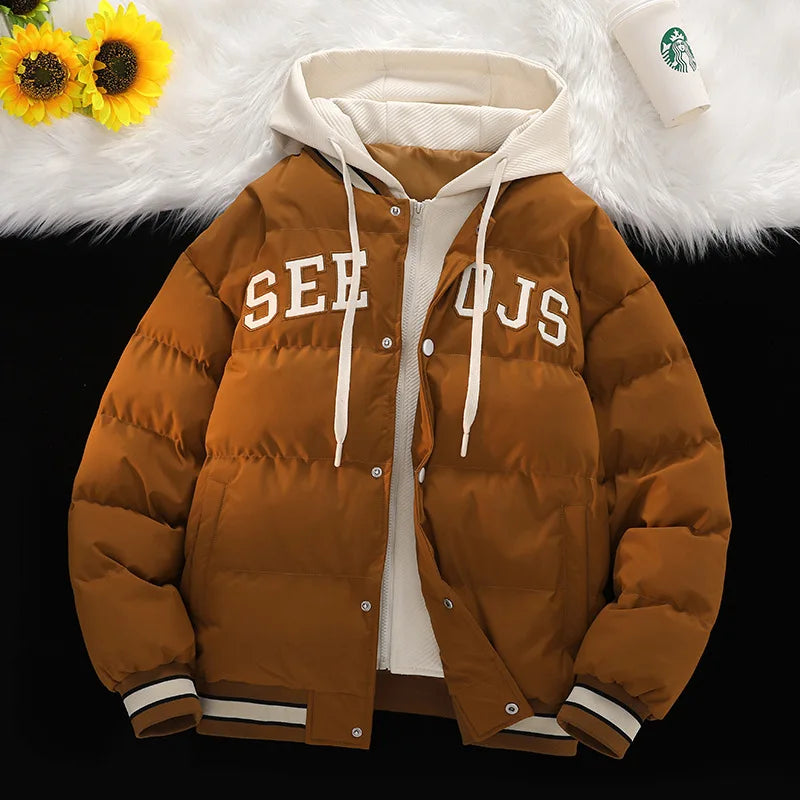 Baseball Uniform Cotton Parkas Hoodies Man Jackets Couple Keep Warm Winter Waterproof Coat Sports Women Outerwear Thick Clothing