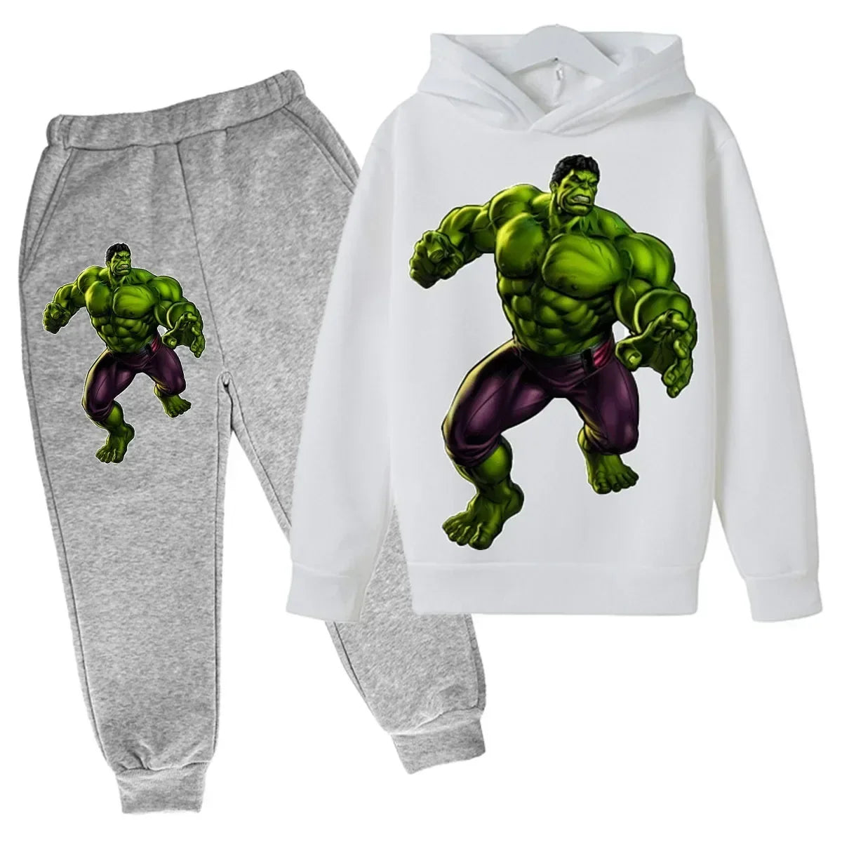 Kids Cartoon Green Giant Super Hero Superstar Boys Girls Spring/Autumn Clothing Children's Fashion Hoodie Pants Set 2-14 Years