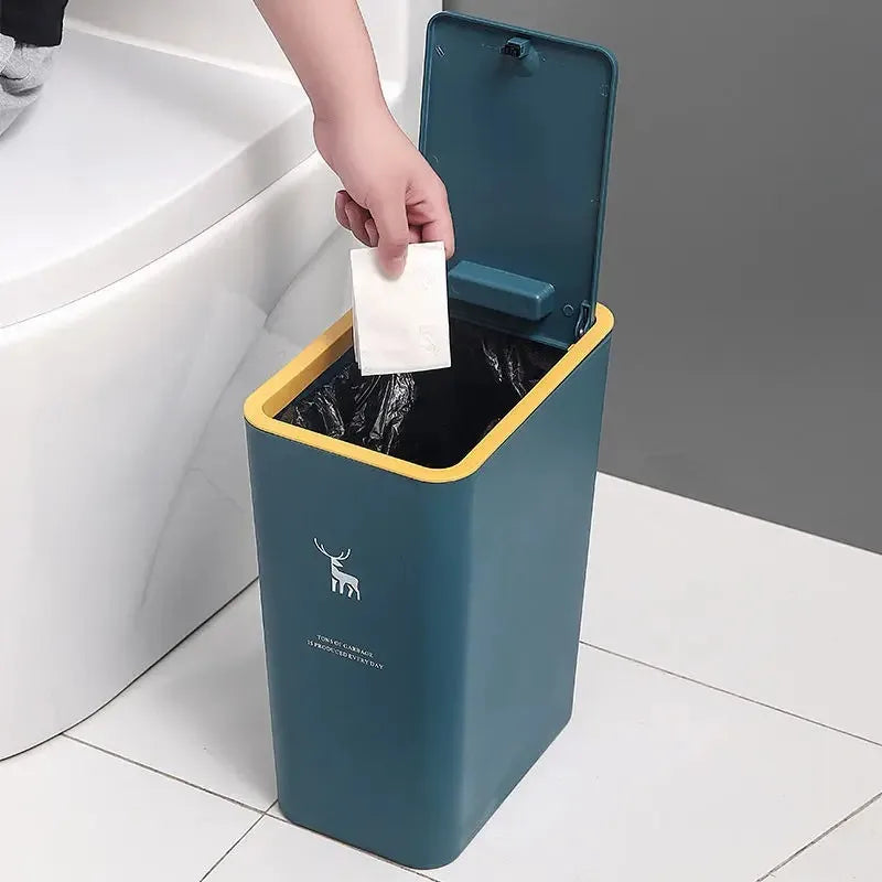 10L 15L Nordic Toilet Trash Can Household With Lid Kitchen Classification Press-type Bathroom Living Room Rectangular Trash Can