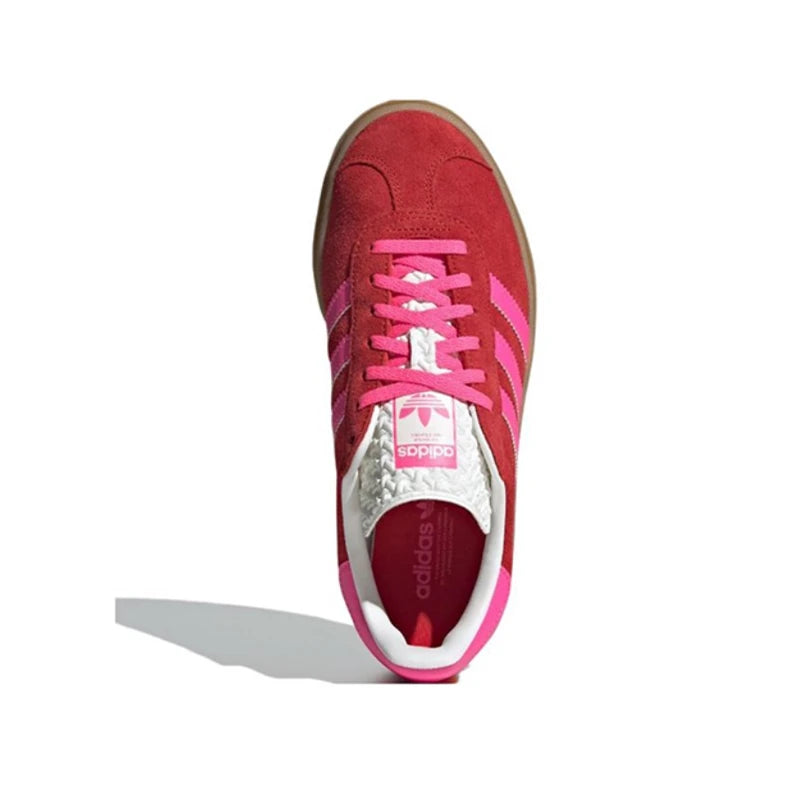 Adidas originals Gazelle Bold woman thick soled skateboard shoes pink red outdoor non-slip comfortable sneakers