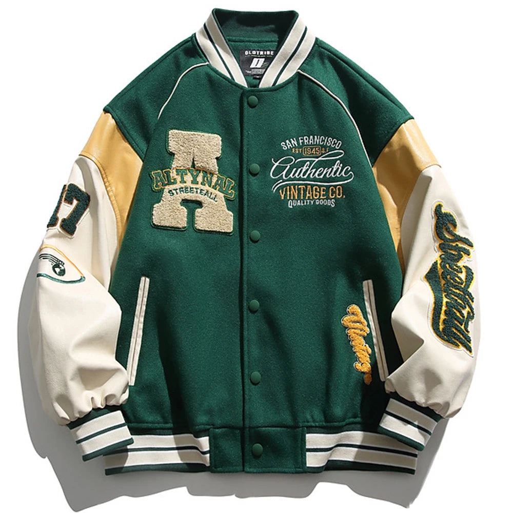 Baseball Uniform Jacket Men Letter Embroidered Streetwear Varsity Jackets Vintage Harajuku Casual College Spring Autumn Unisex