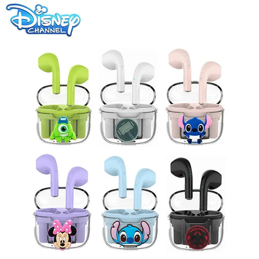 New 2024 Disney Stitzer Ear Sports Games Call Listening Stereo Transparent Charging Bin TWS Wireless Bluetooth Earphones