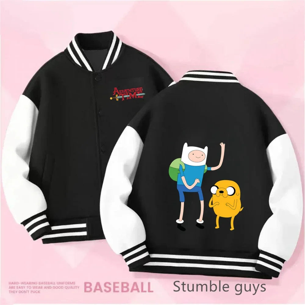 Boys and Girls for Stylish Coat Kids Sanrio Fall/Winter Jacket Baseball Uniform Adventure Time Pattern Print Thick Warm