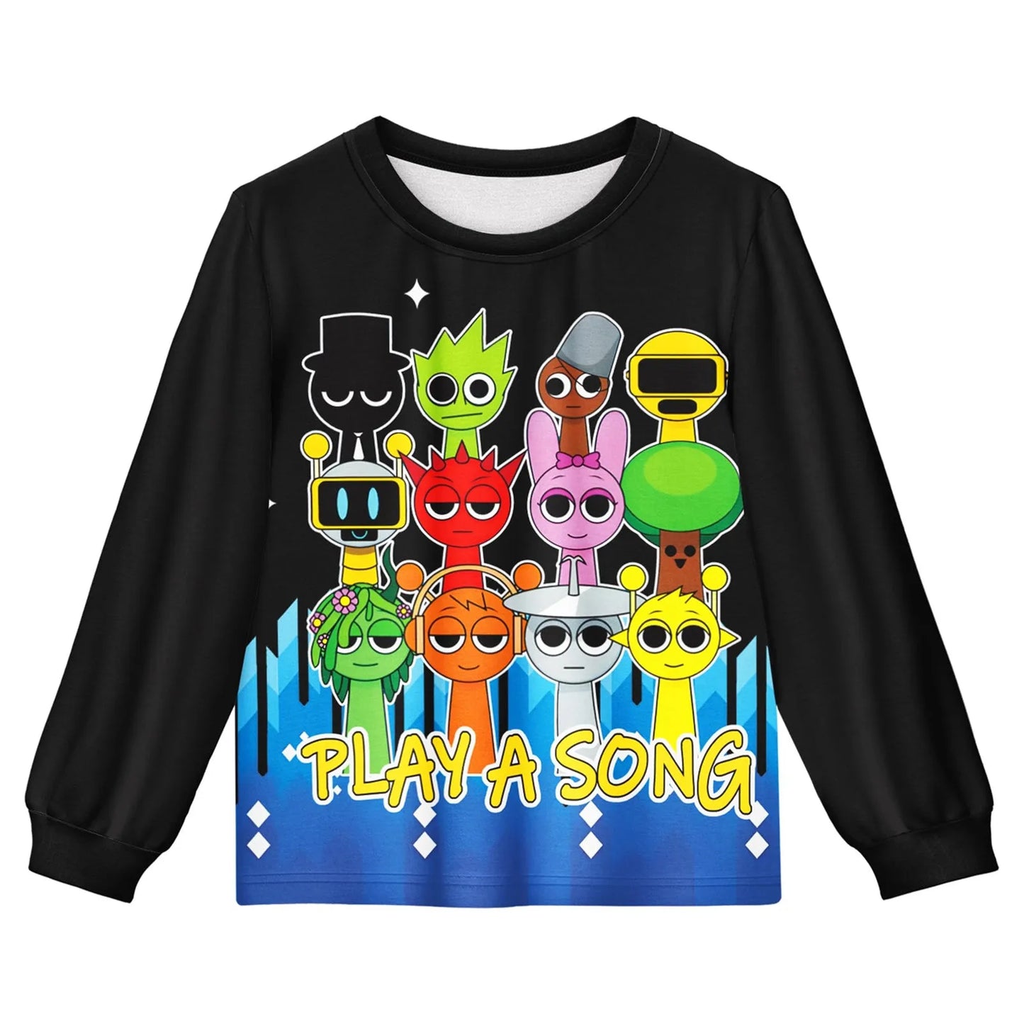 Sprunki Pajama Sets Kids Cartoon Incredibox Clothes Toddler Boys Daily Nightgowns Baby Girls Long Sleeve T Shirt+Pants 2pcs Sets