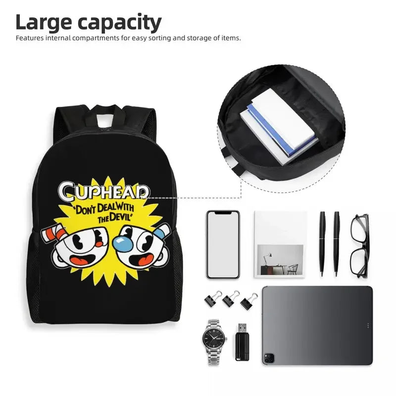 Customized hot game Cuphead Mugman laptop backpack men women fashion bookbag for school college students bag