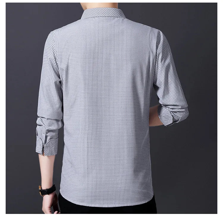 High Quality Long Sleeve Business Casual Men's Shirts Fashion Slim Fit