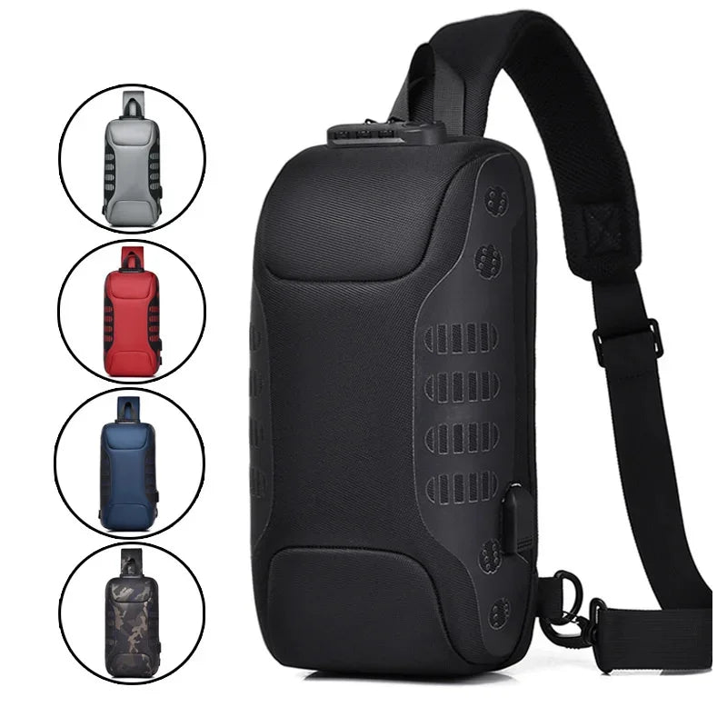 2024 New Fashion Men Chest Anti-theft side for men Shoulder Waterproof sling bag USB charging Crossbody Bag