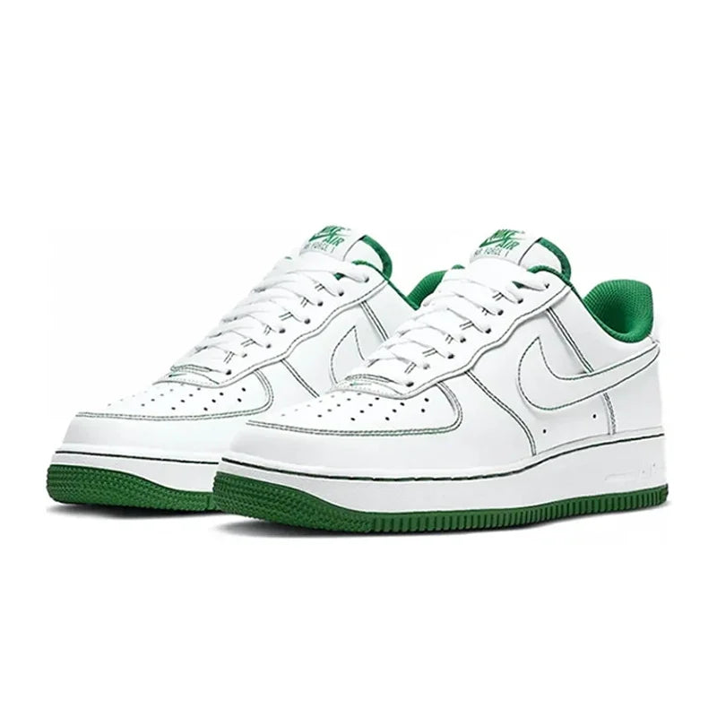 NIke Air Force 1 Skate Shoes High for Men and Women, Comfortable Unisex Sneakers, Cold White, Emerald